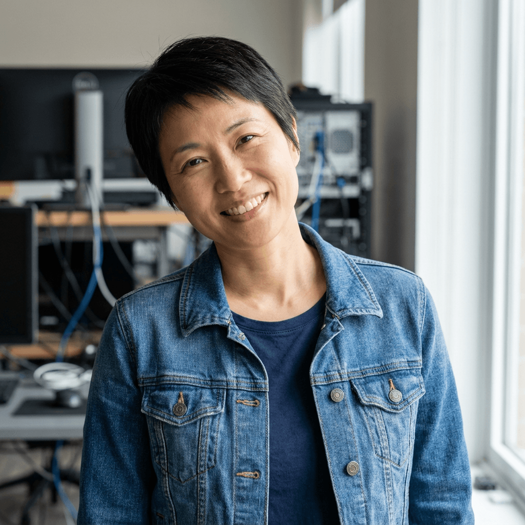 Female co-founder of KA-ALAM in early 30s, East Asian, thoughtful and professional demeanor