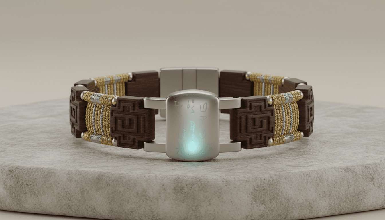 Modern wrist wearable with Filipino-inspired bracelet and amulet-like device