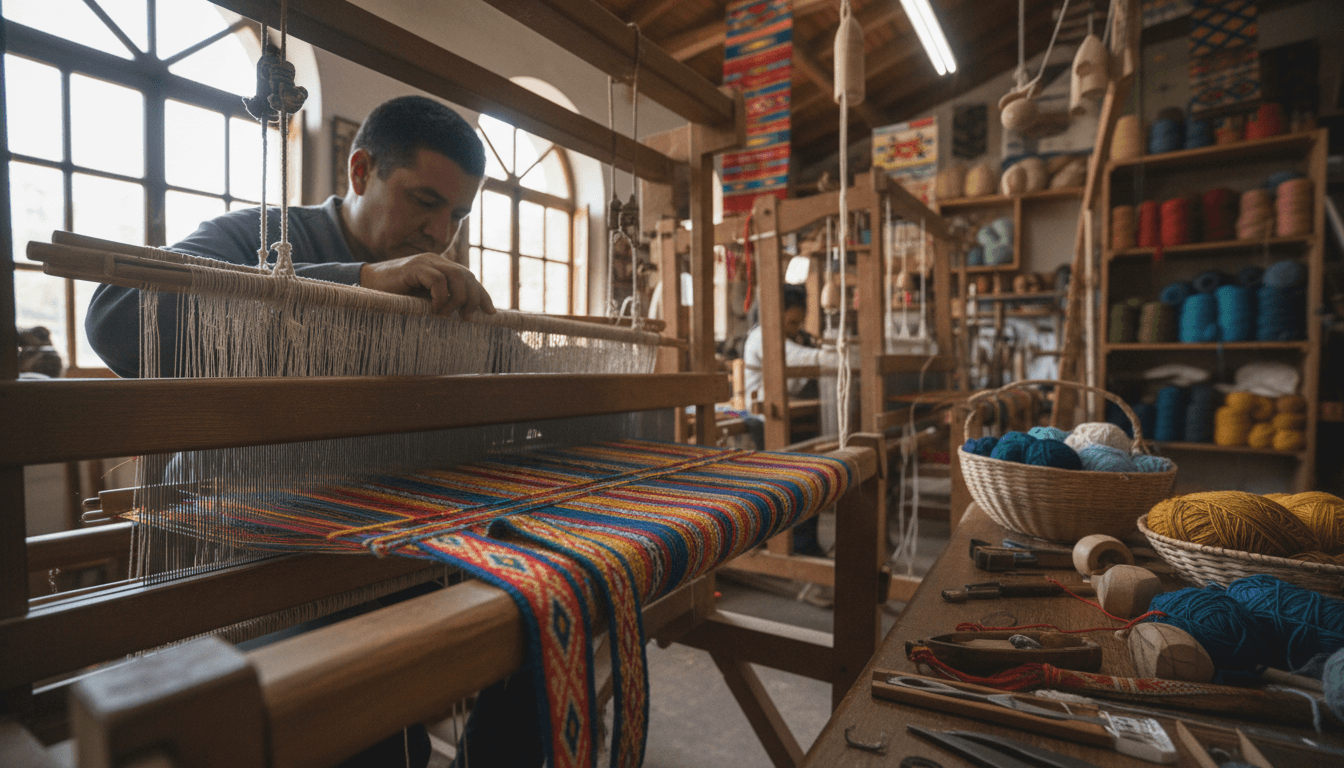 A Filipino artisan carefully weaving a traditional amulet, symbolizing the blend of heritage and modern technology at KA-ALAM